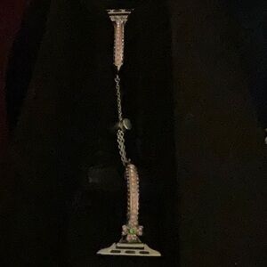 Silver with pink and green gems apple braclet